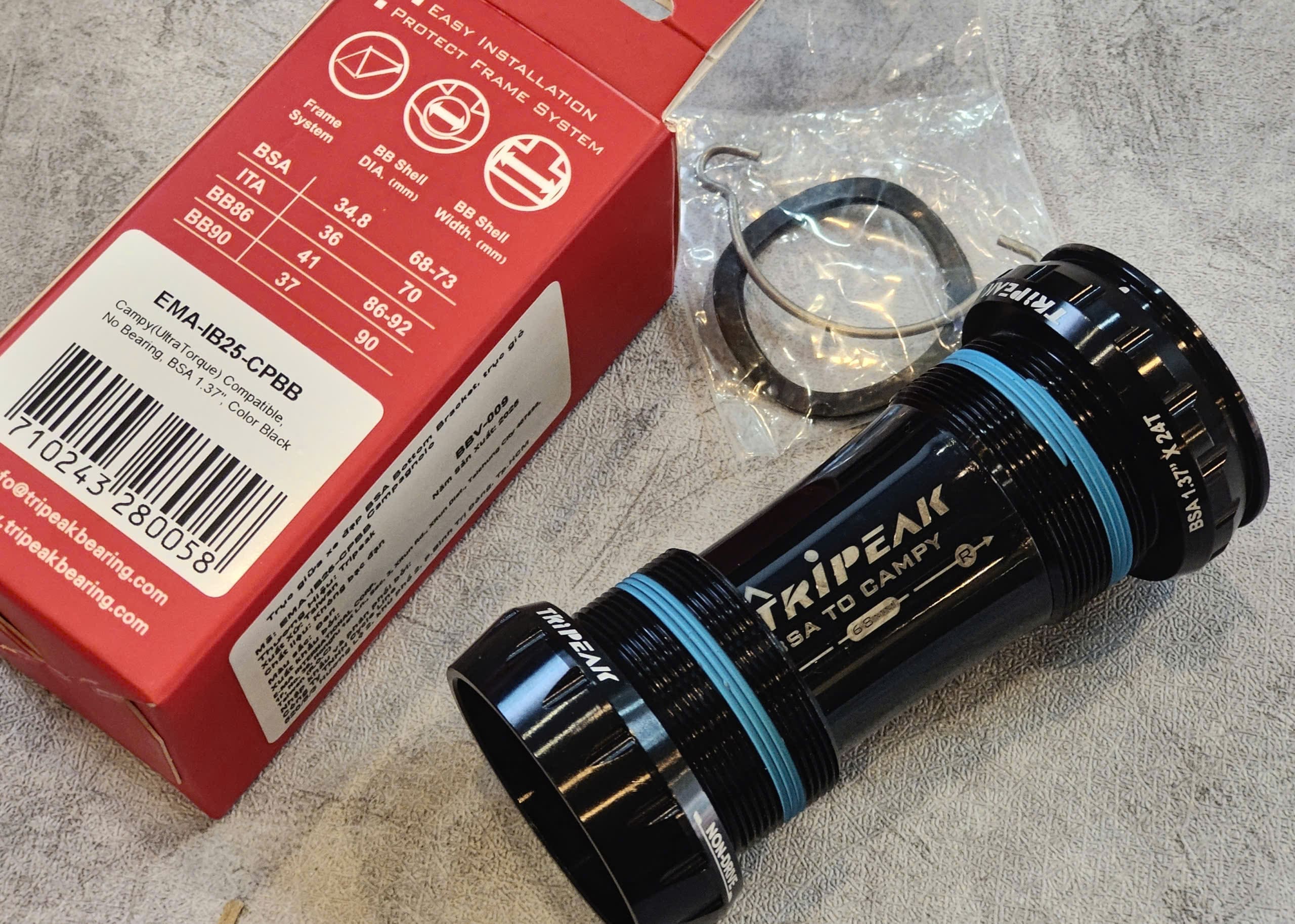 BBV-009-5 (BBV-009) Tripeak Chén vặn Campa BSA 68mm (không bao gồm bạc đạn) Campagnolo UltraTorque Ceramic Bearing - Ảnh 2