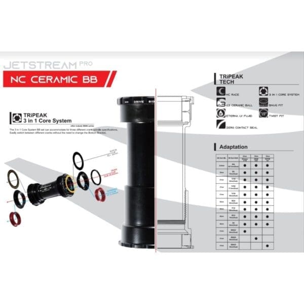 Trục giữa Tripeak PF30 cho hệ 3 giò 3in1, bạc đạn Ceramic Bearing / Steel Bearing - Ảnh 3
