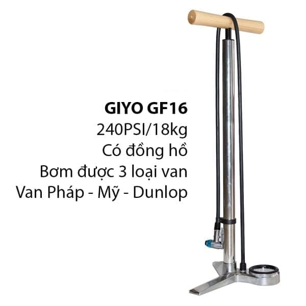 Bơm sàn Giyo GF-16, áp suất 240PSI, tay cầm gỗ - Ảnh 1