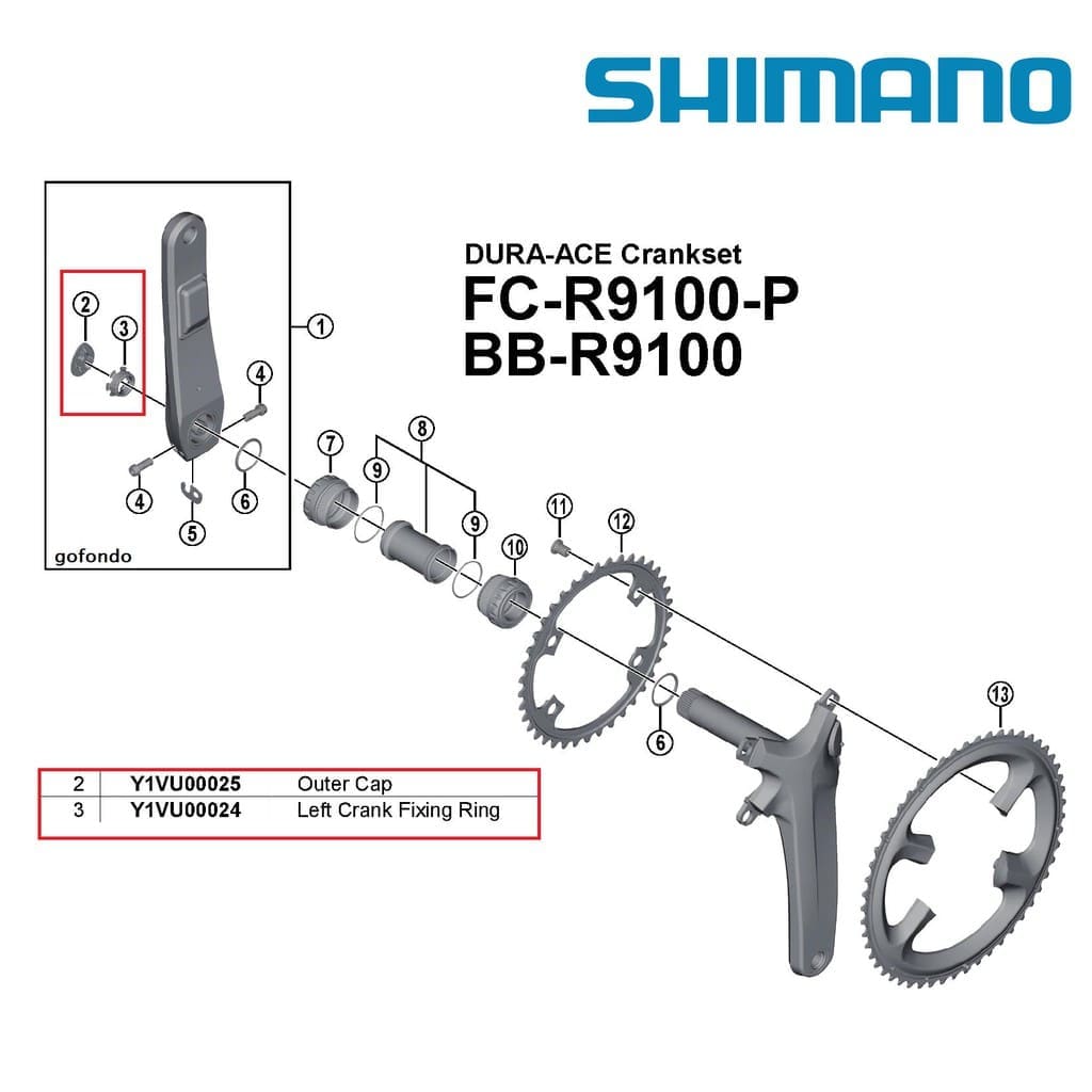 Ốc giò trái Power Y1VU00024-3 Ốc giò trái cho giò dĩa Shimano Power Y1VU00024 Left Crank Fixing Ring - Ảnh 3