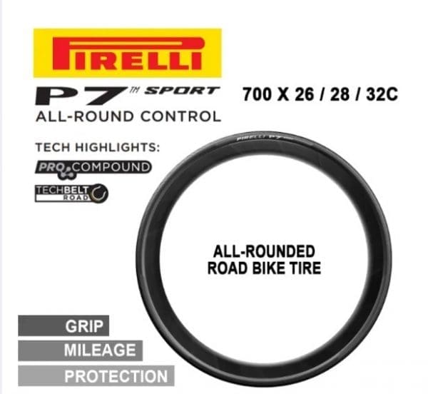 1pc Vỏ xe đạp Pirelli P7 Sport Roadbike Tire size 700 Clincher Road Bike Race All Round Tyre Black - Ảnh 4